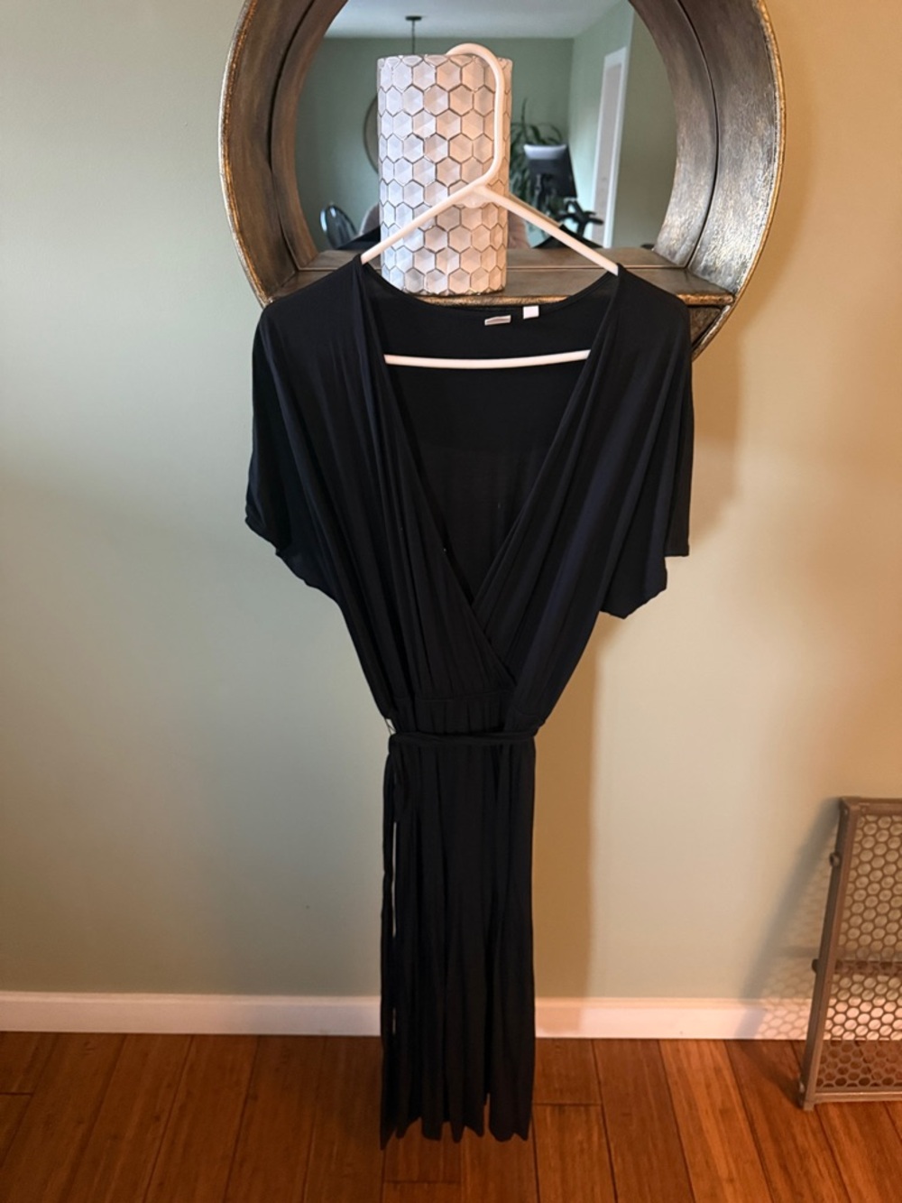 GAP Black Maxi Wrap Dress with Waist Tie